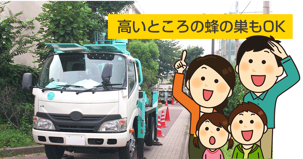 高いところの蜂の巣もOK