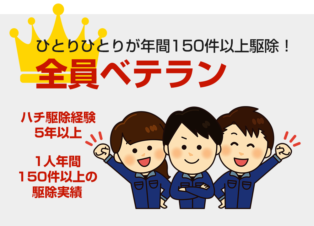 【全員ベテラン】ひとりひとりが年間150件以上駆除！