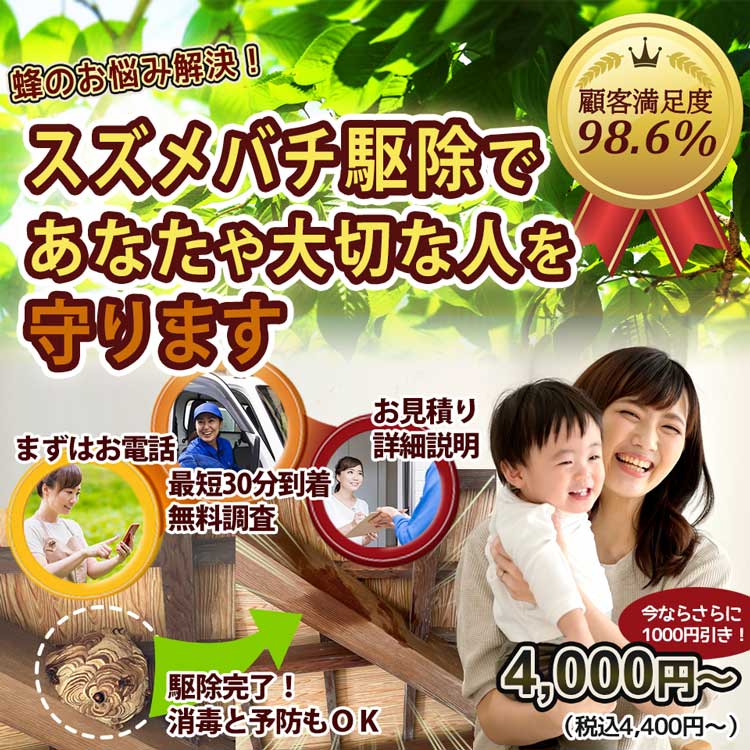 スズメバチ駆除対応エリアのスズメバチ・スズメバチの巣のお悩み、お任せください！